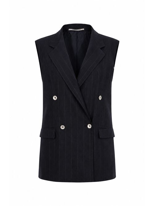 Gilet Bernice doppiopetto in misto lino e viscosa gessato Tagliatore | J-BERNICE 340350 EB990387